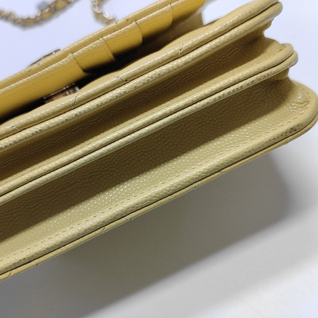 WOC Quilted Grained Calfskin Yellow