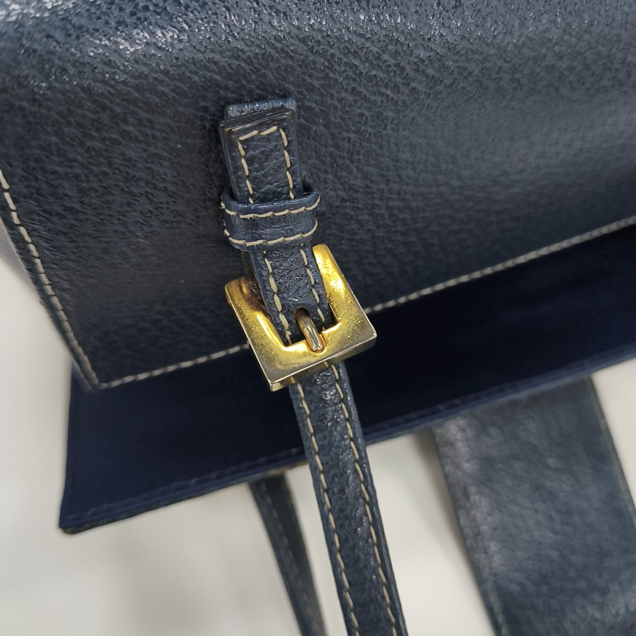 Calfskin Top Handle Bag Blue