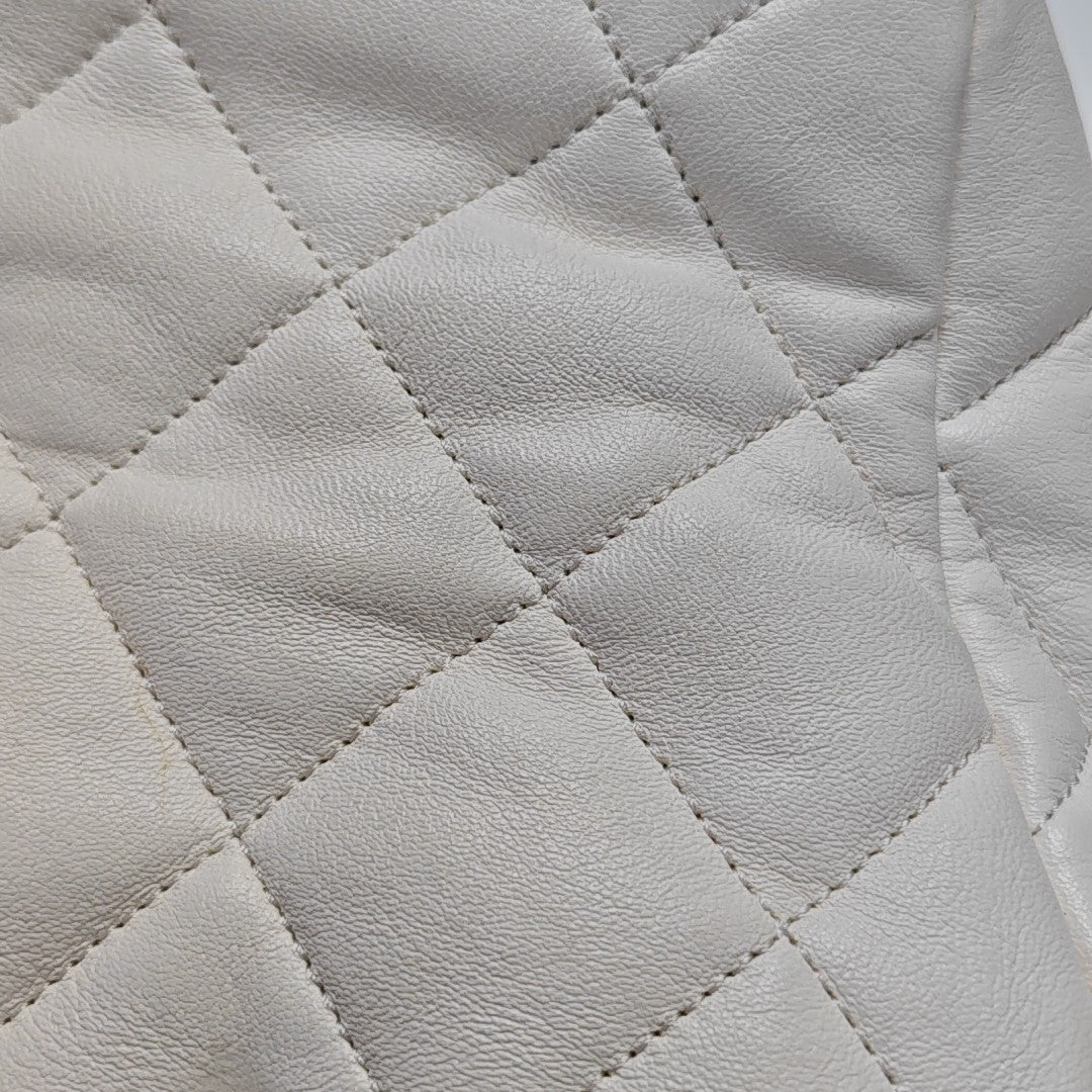 Quilted Lambskin Tote Bag White
