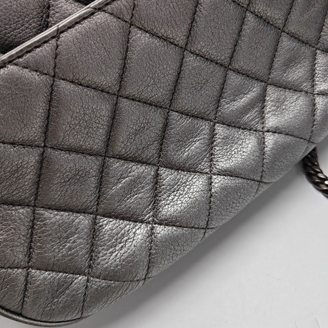 Quilted Grained Calfskin Silver