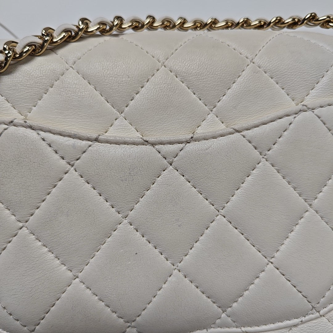 Quilted Lambskin Shoulder Bag White