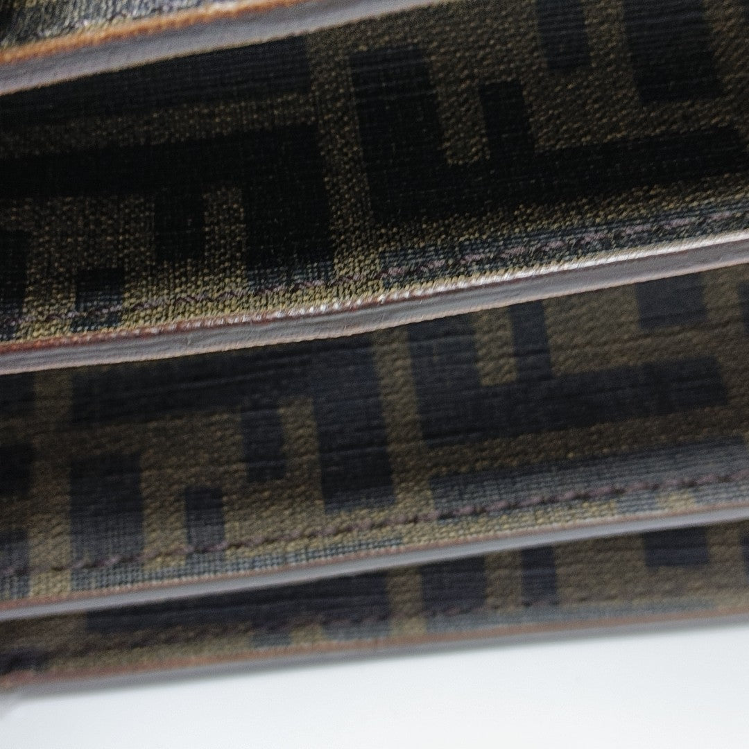 Coated Canvas Top Handle Bag Brown