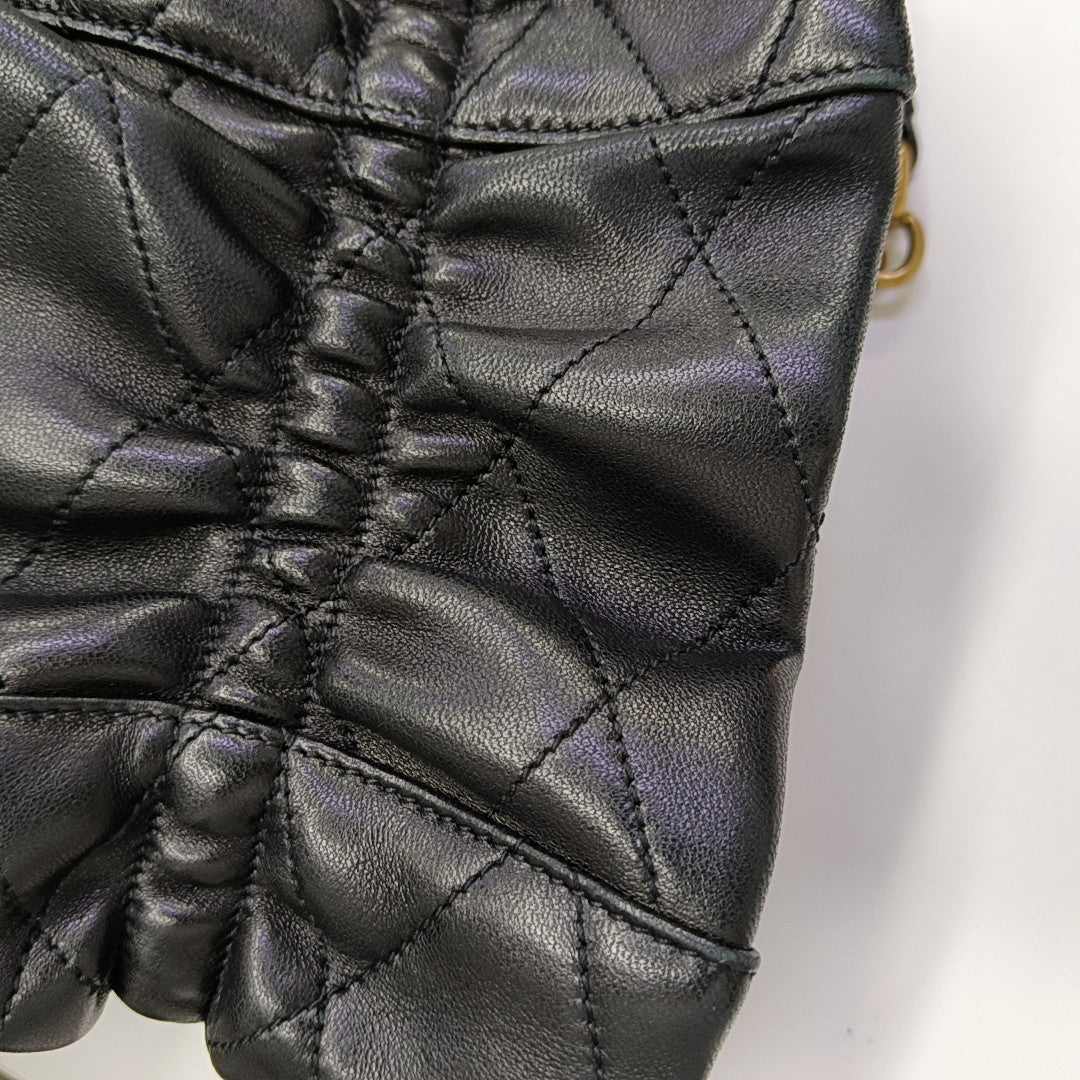 Quilted Lambskin Bucket Bag Black