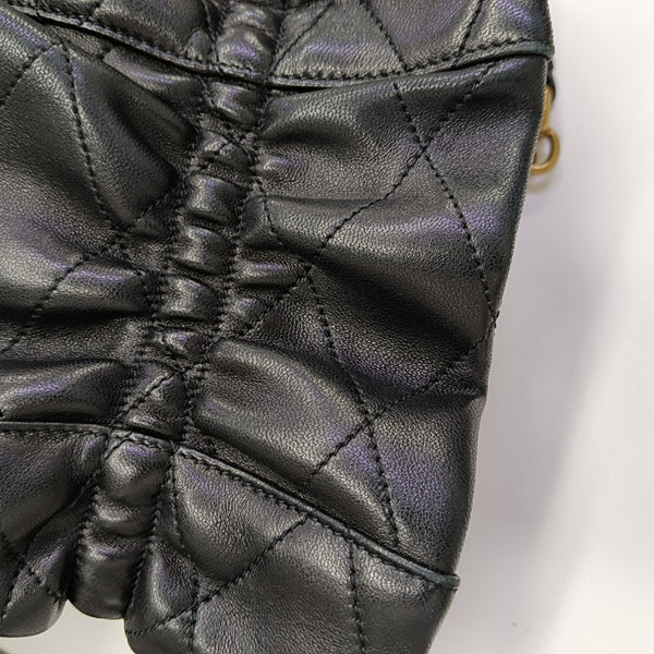 Quilted Lambskin Bucket Bag Black