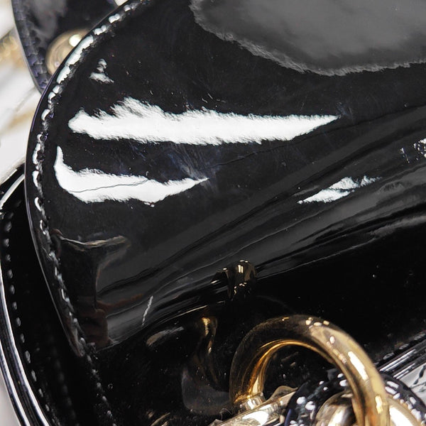 Lady Dior Mini Quilted Patent Leather Black