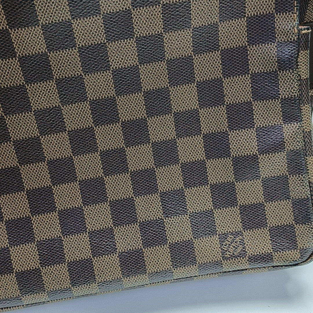 NAVIGLIO Damier Ebene Coated Canvas Brown