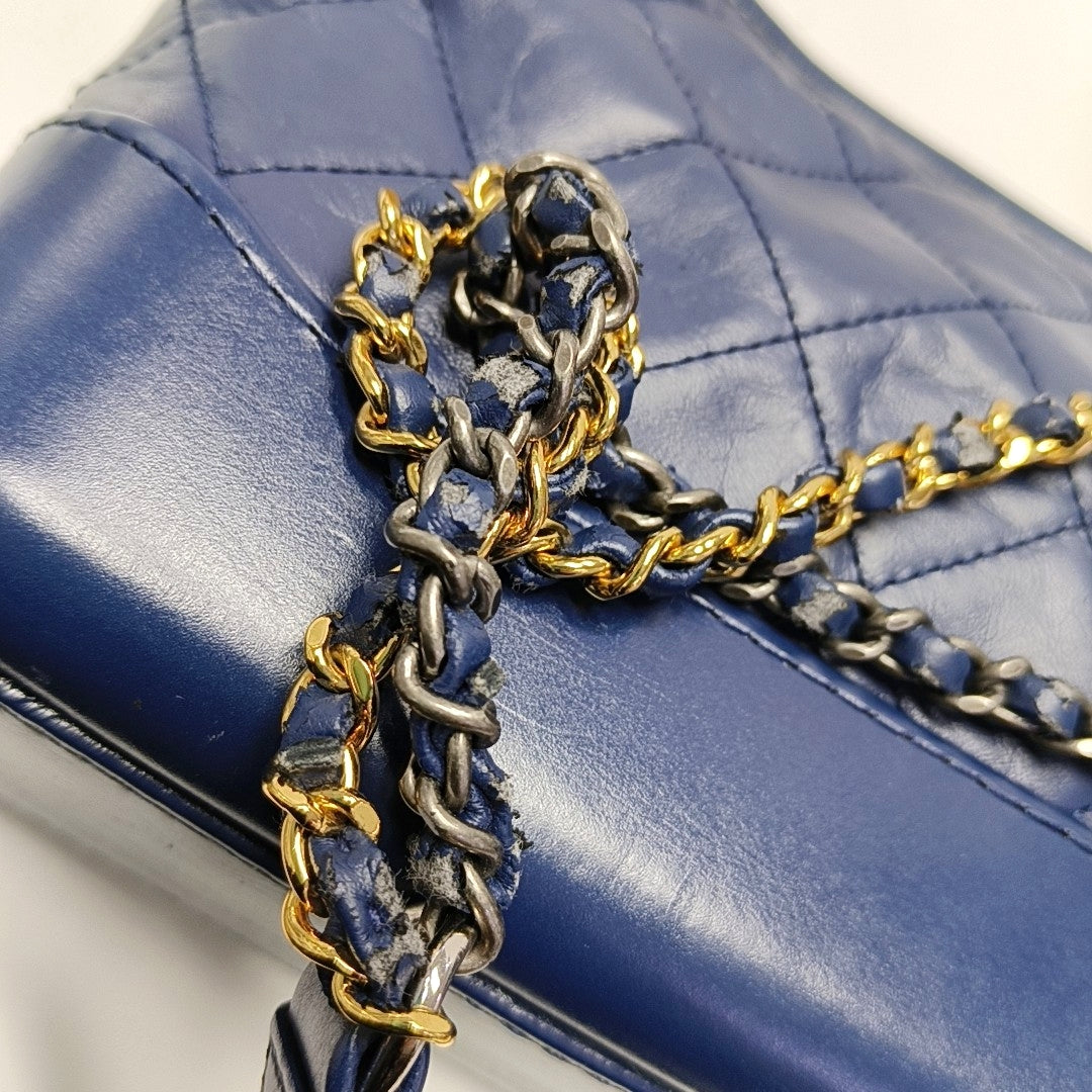 Authenticated pre-owned  GABRIELLE Small Quilted Calfskin Blue - Shoulder Bag at Looply