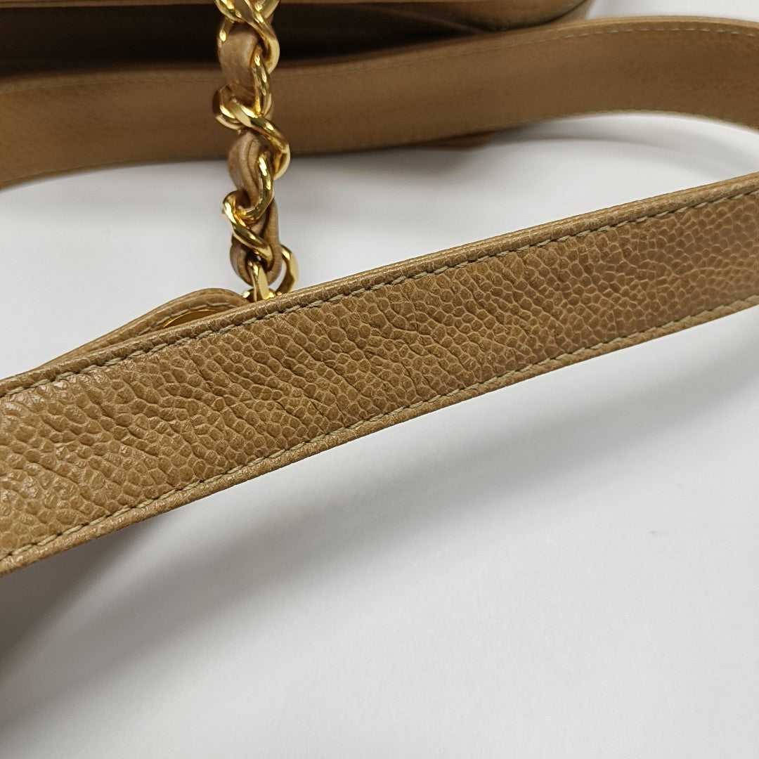 VINTAGE CC LOGO Grained Calfskin Beige