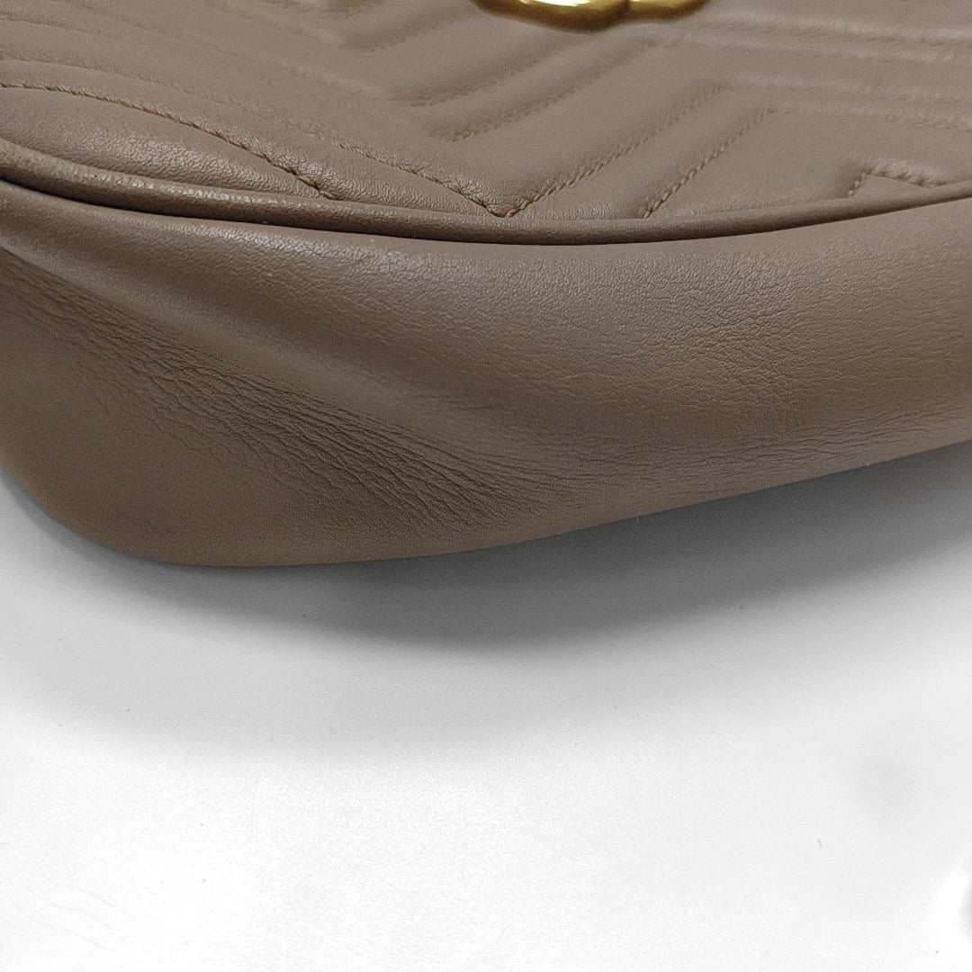 GG Marmont Small Quilted Calfskin Beige