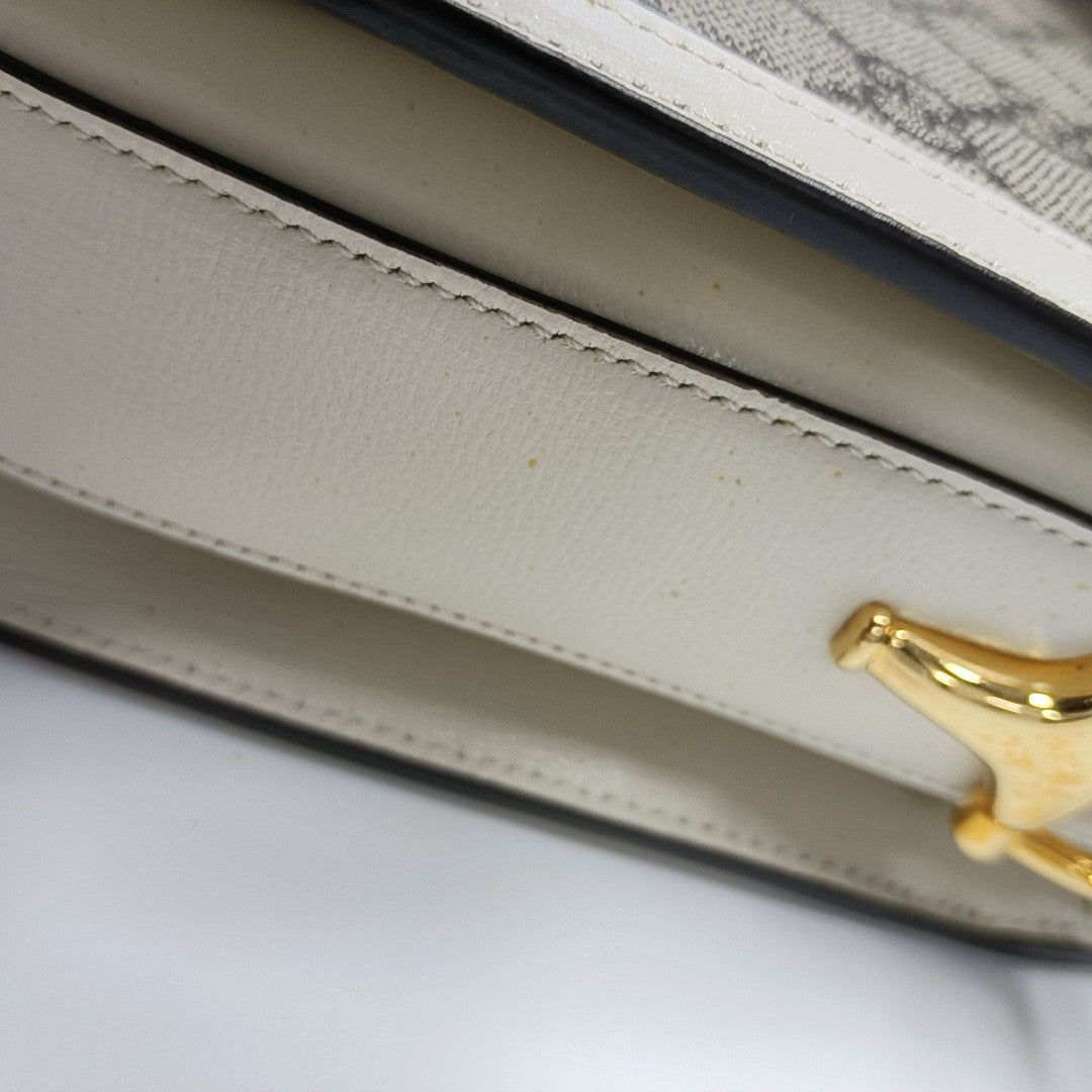 Horsebit 1955 Small Monogram Coated Canvas Beige
