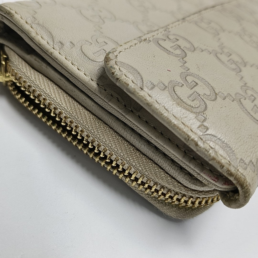 Monogram Leather Wallet Beige