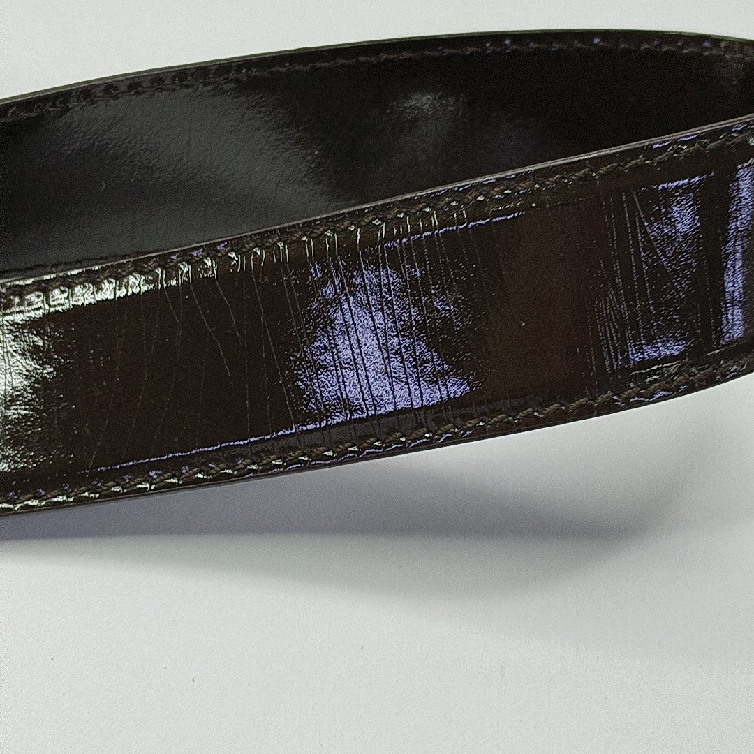Patent Leather Shoulder Bag Brown