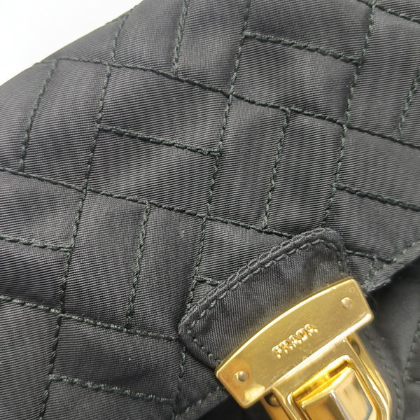 Quilted Nylon Shoulder Bag Black