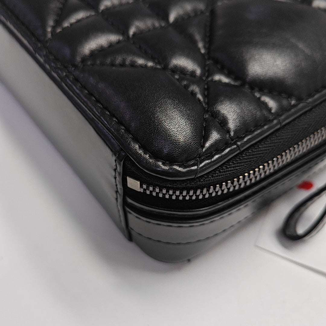 Cannage Calfskin Shoulder Bag Black