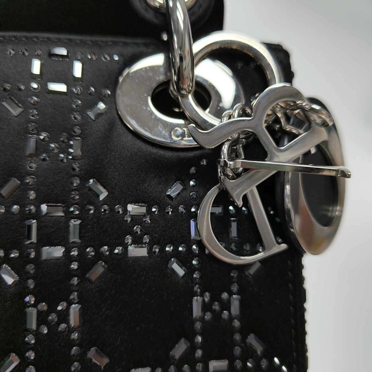 Lady Dior Mini Cannage Silk Satin Black