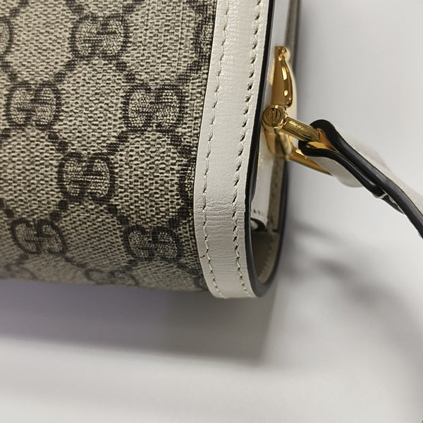 Horsebit 1955 Small Monogram Coated Canvas Beige