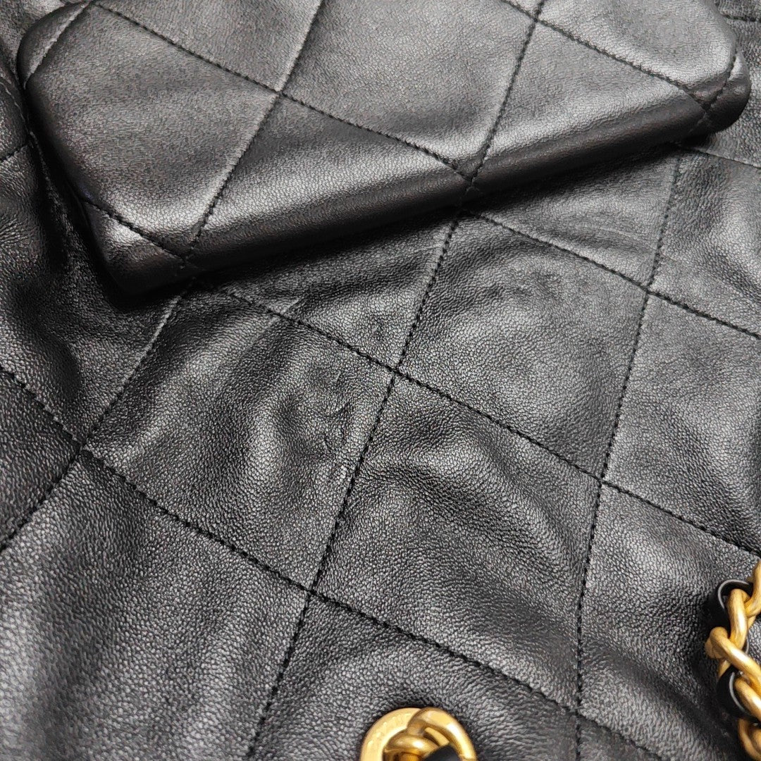Quilted Lambskin Tote Bag Black