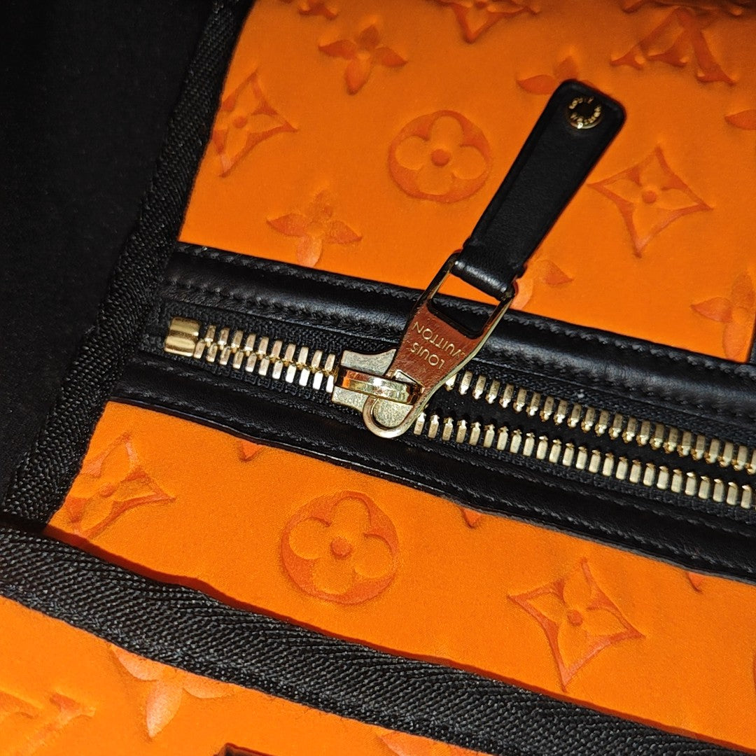 Monogram Fabric Tote Bag Orange