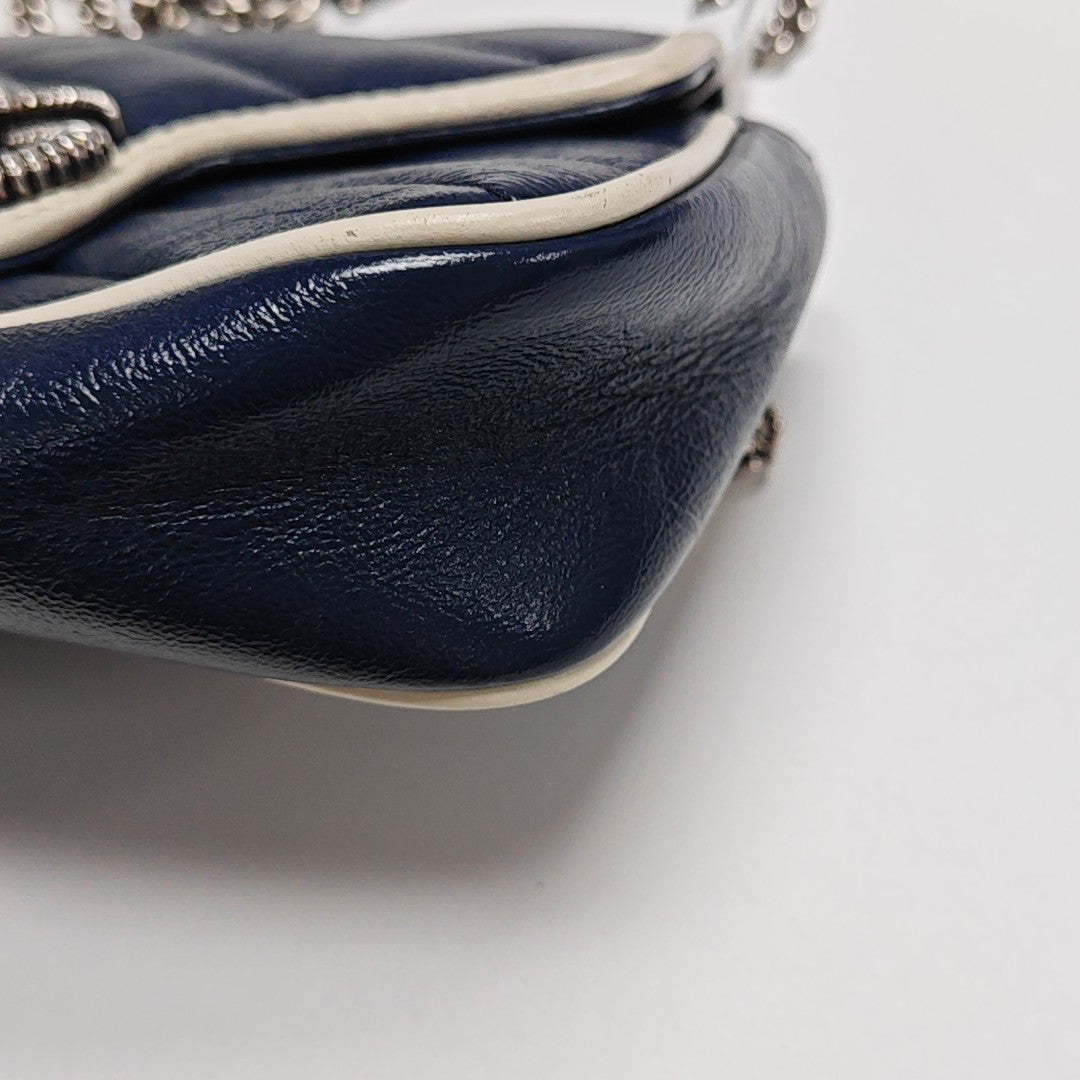 GG Marmont Super Mini Quilted Calfskin Blue