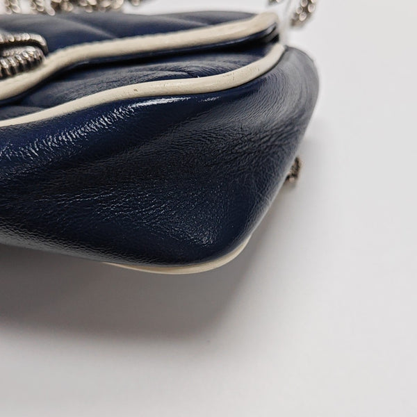 GG Marmont Super Mini Quilted Calfskin Blue