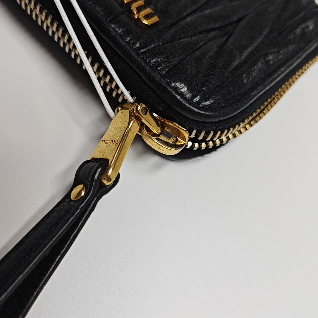 Quilted Lambskin Card Holder Black