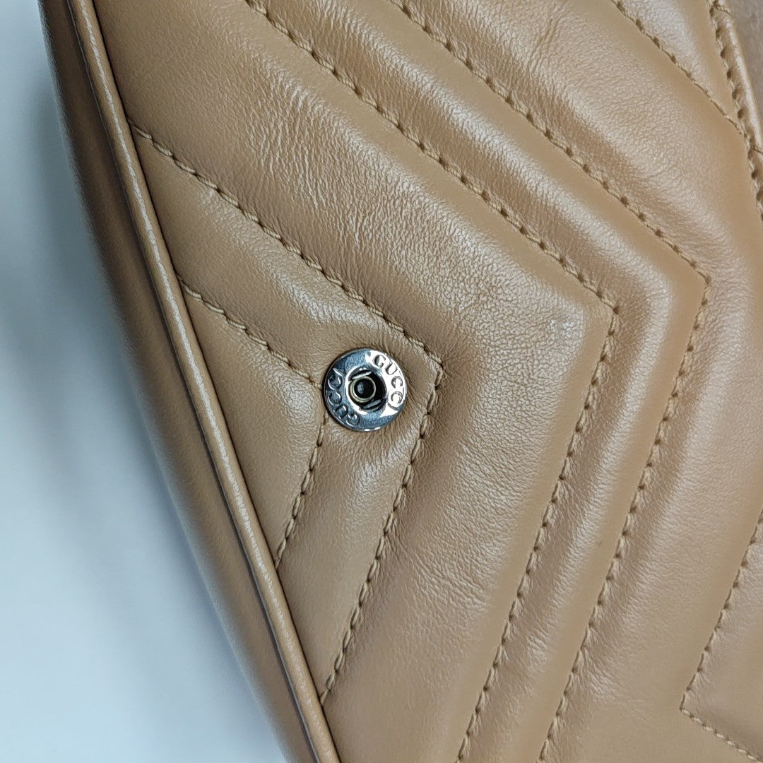 GG Marmont Mini Quilted Calfskin Beige