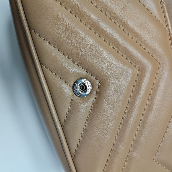 GG Marmont Mini Quilted Calfskin Beige