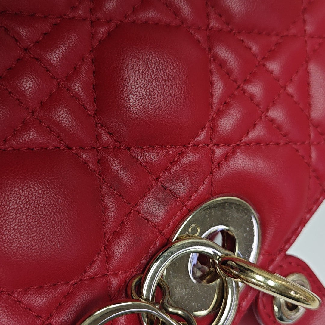 Lady Dior Large Cannage Lambskin Red