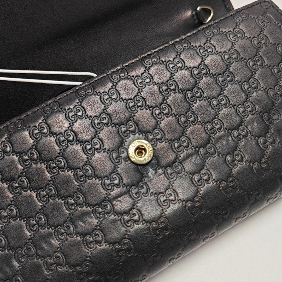 Microguccissima Monogram Calfskin Black Wallet