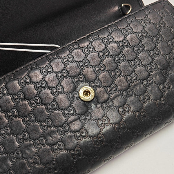 Microguccissima Monogram Calfskin Black Wallet