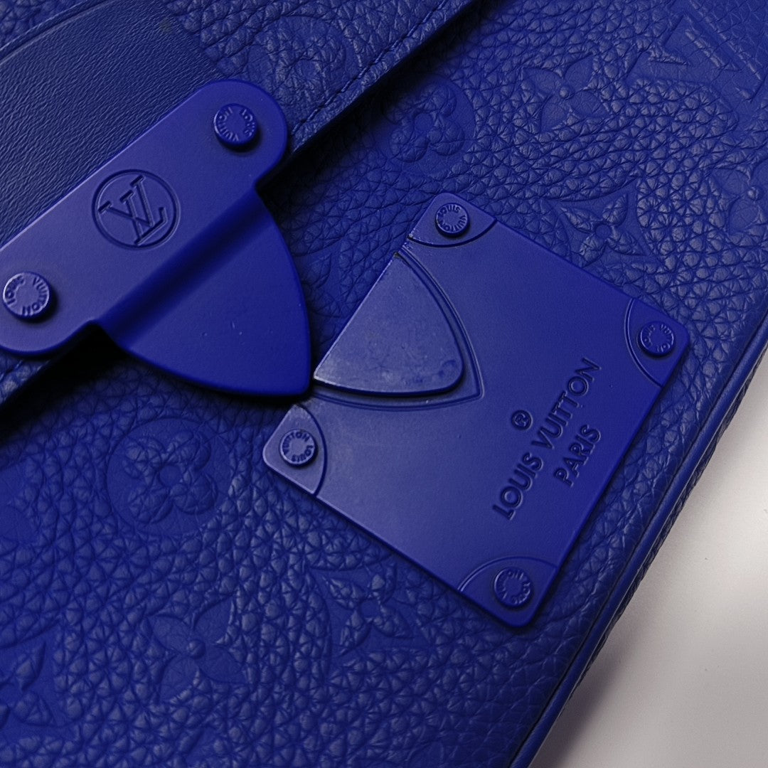 S LOCK Monogram Calfskin Blue