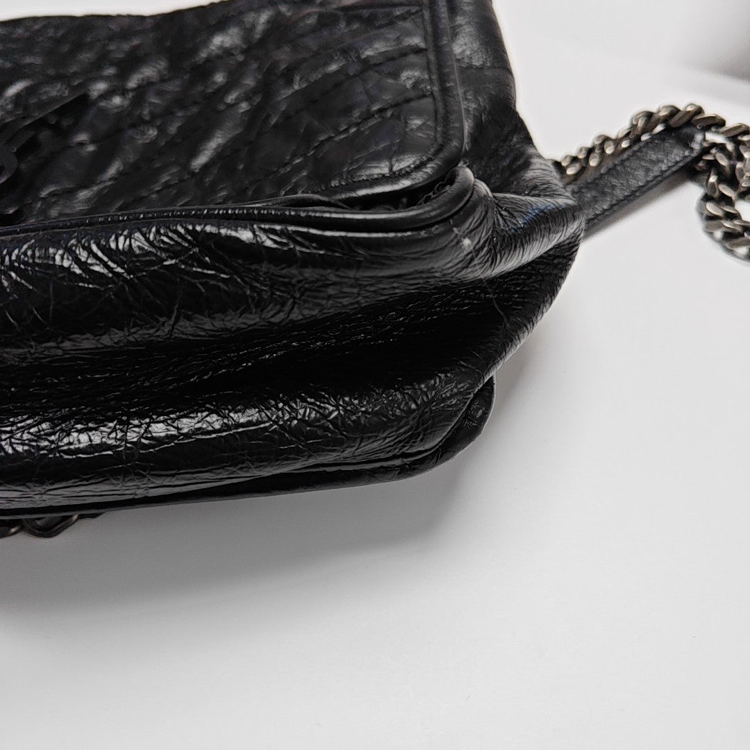 NIKI Large Chevron Calfskin Black