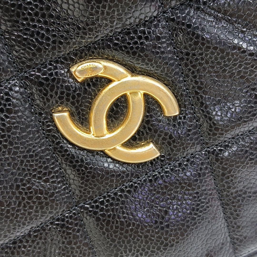Diamond Quilted Grained Calfskin Black