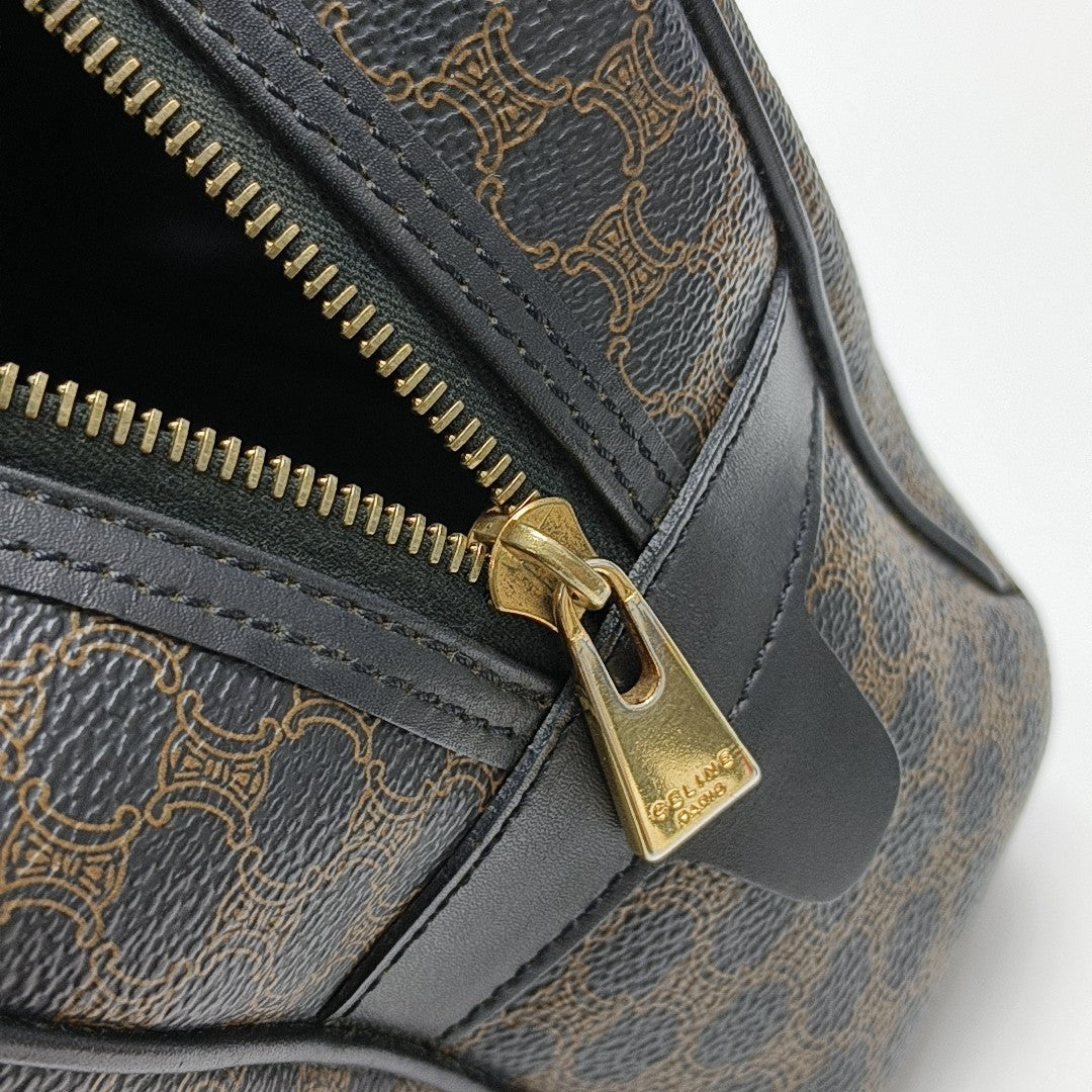 Coated Canvas Top Handle Bag Black