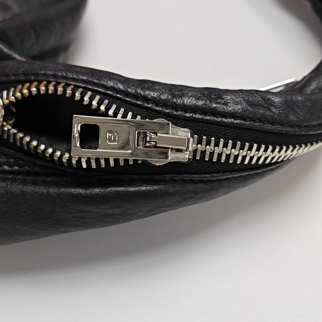 Leather Top Handle Bag Black