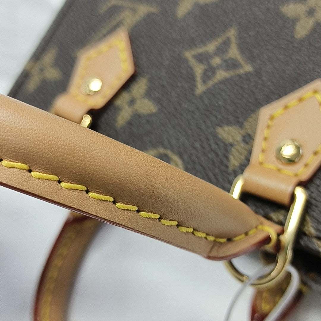 SAC PLAT Mini Monogram Coated Canvas Brown