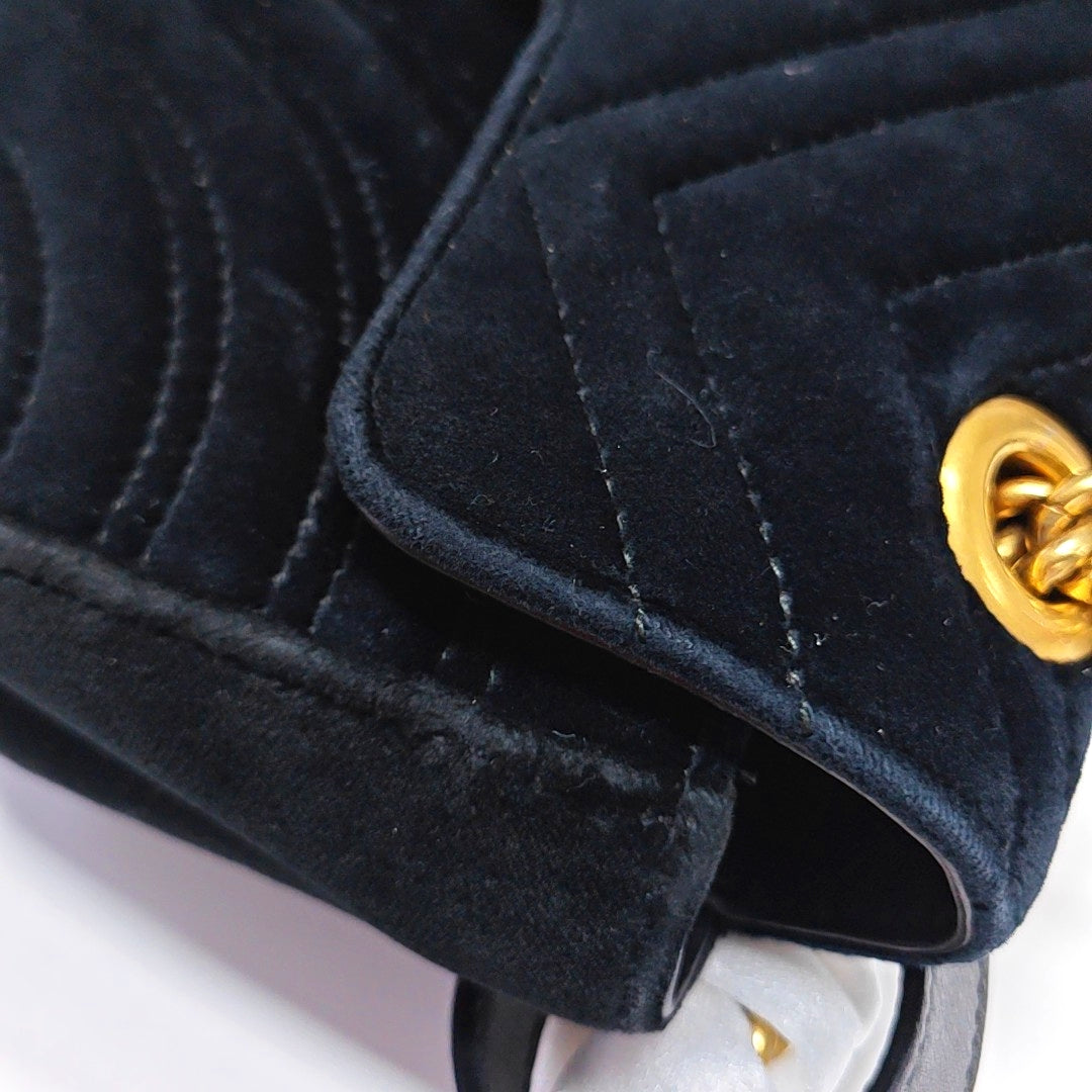 GG Marmont Mini Quilted Velvet Black