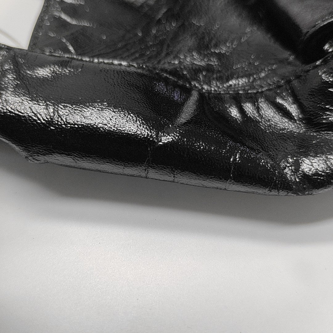 Patent Leather Top Handle Bag Black