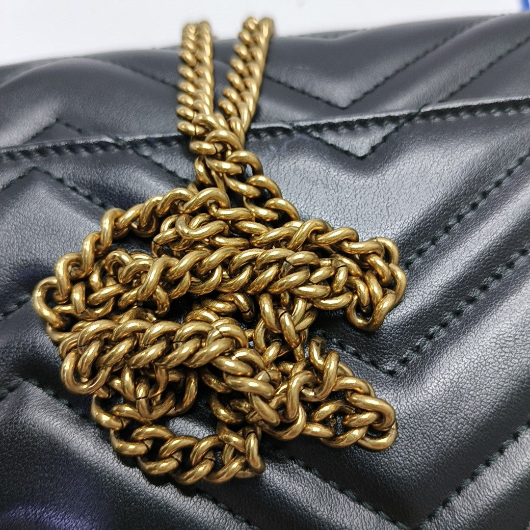 GG Marmont Mini Quilted Calfskin Black