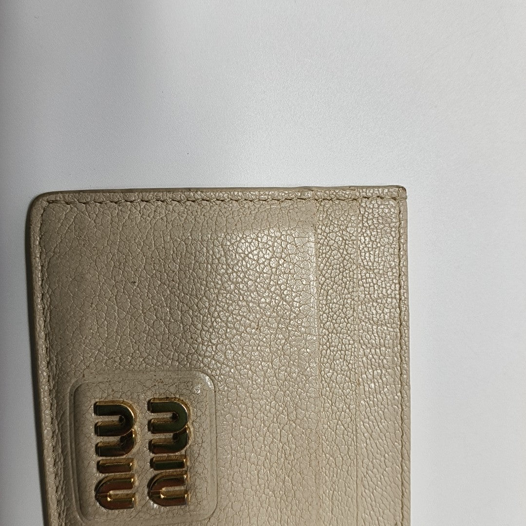 Madras Leather Beige Card Holder