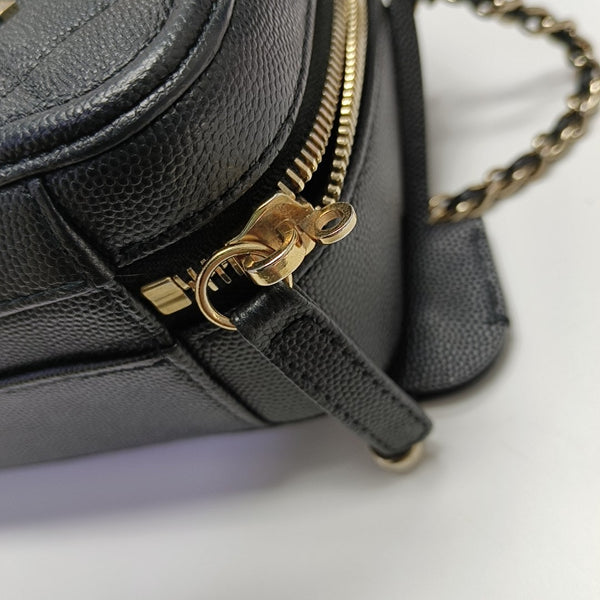 FILIGREE Small Quilted Grained Calfskin Black