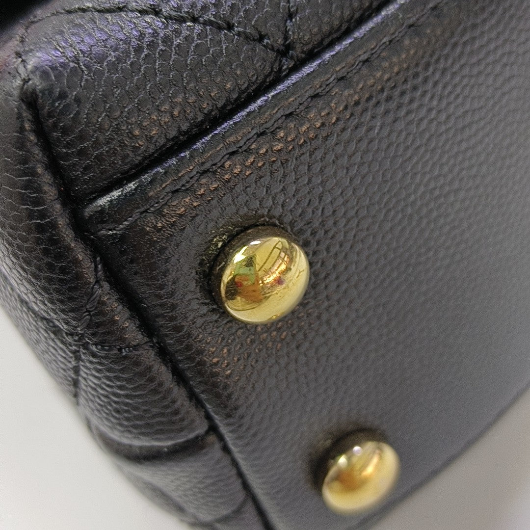 COCO HANDLE Mini Quilted Grained Calfskin Black