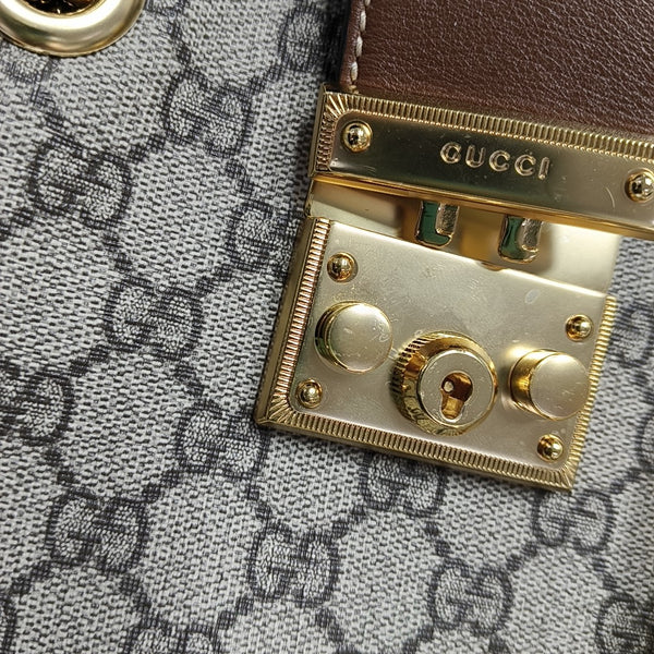 Padlock Small Monogram Coated Canvas Beige