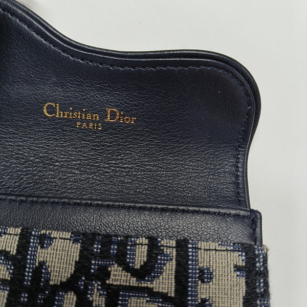 Saddle Mini Oblique Canvas Blue Card Holder