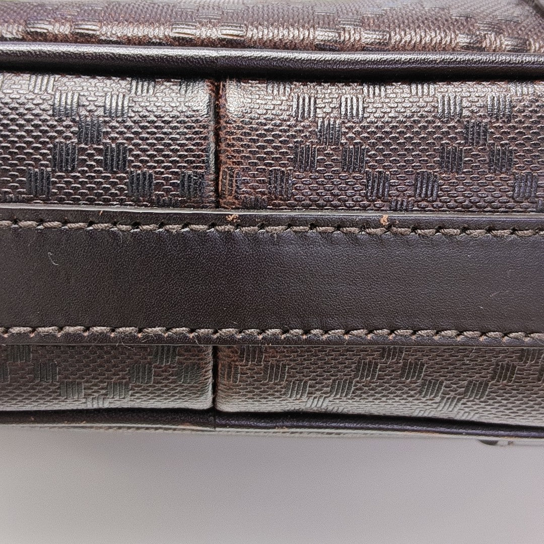 Coated Canvas Shoulder Bag Brown