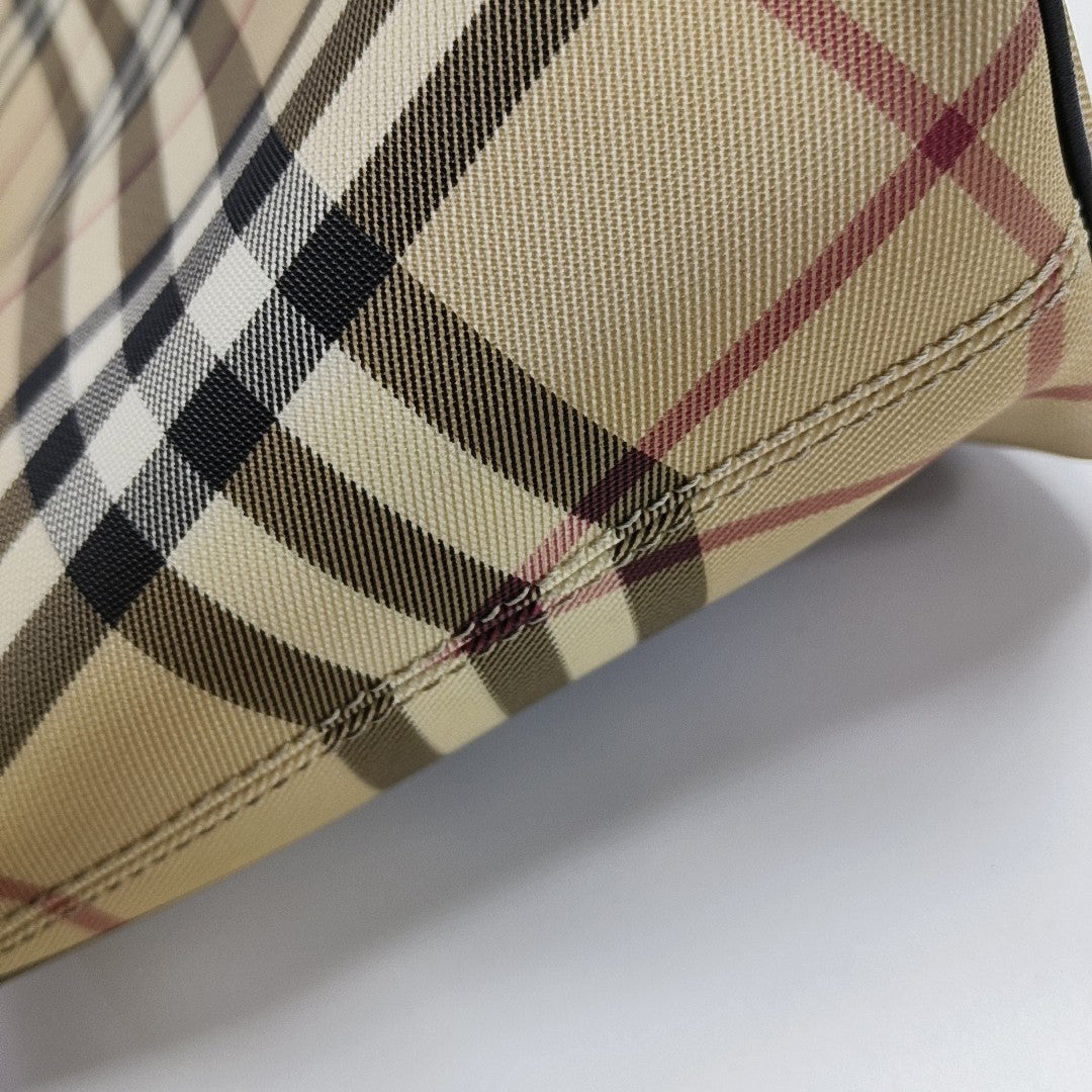 Coated Canvas Top Handle Bag Beige