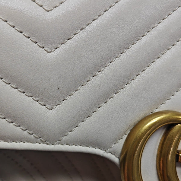 GG Marmont Medium Quilted Calfskin White