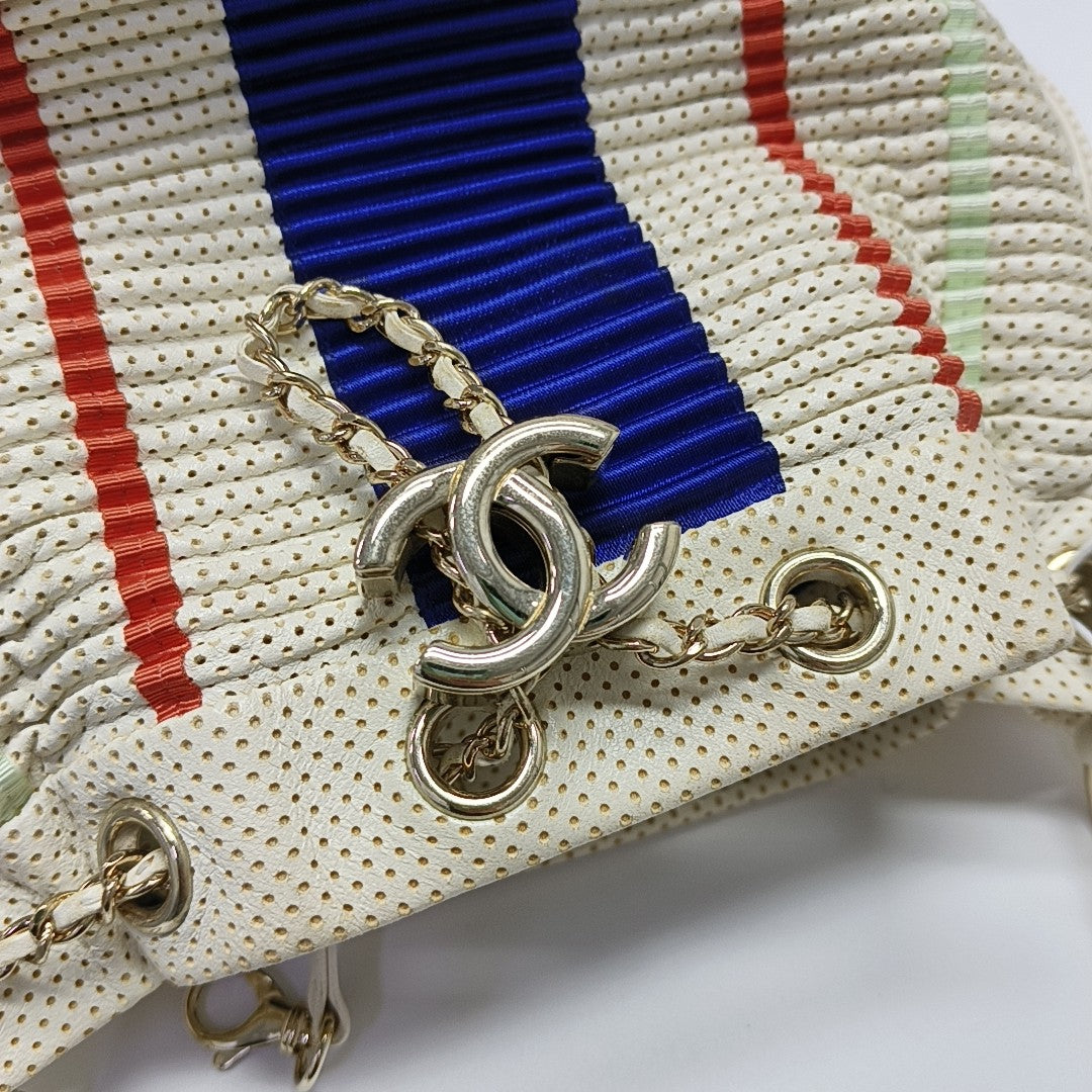 Quilted Lambskin Bucket Bag Beige