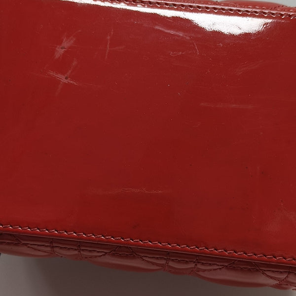 Lady Dior Medium Cannage Patent Leather Red