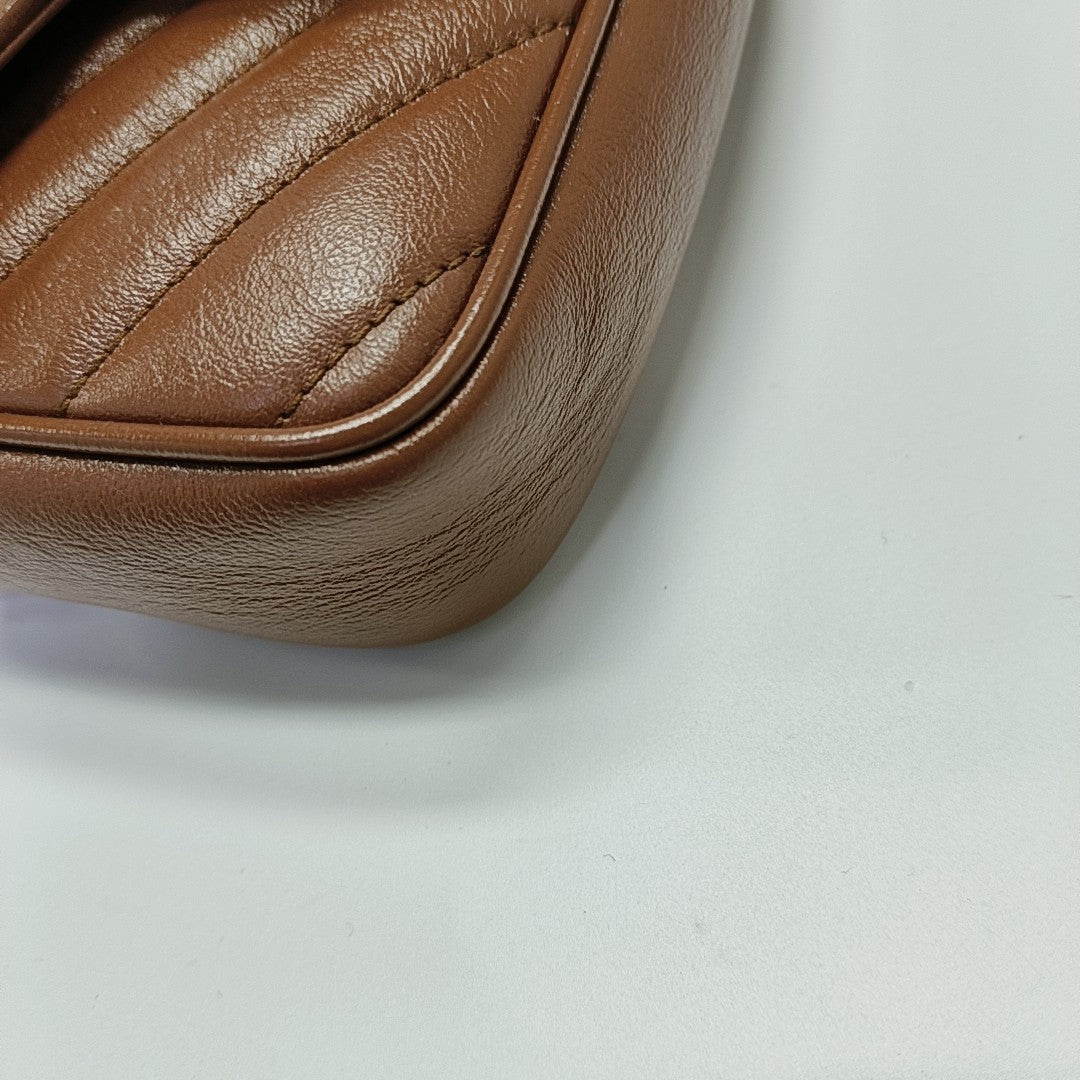 GG Marmont Mini Quilted Calfskin Brown